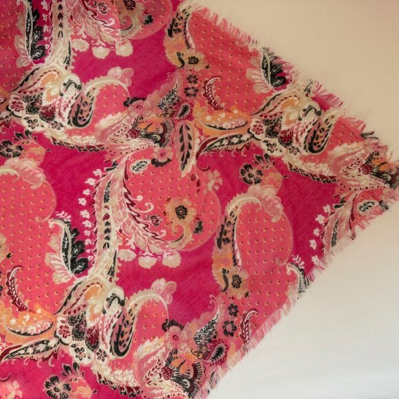 Chico’s Pink Floral Paisley Scarf – 40" Square, NWT - Picture 4 of 7